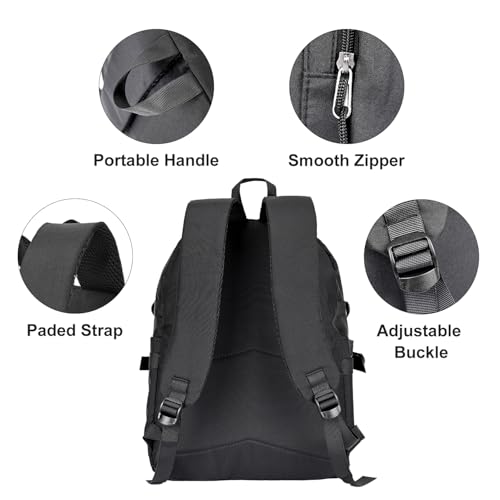 Casual Daypack Backpack with 15.6-inch Laptop Compartment for Men and Women, Water Resistant Laptop Backpack, Lightweight Large Capacity Travel Backpack, Black4