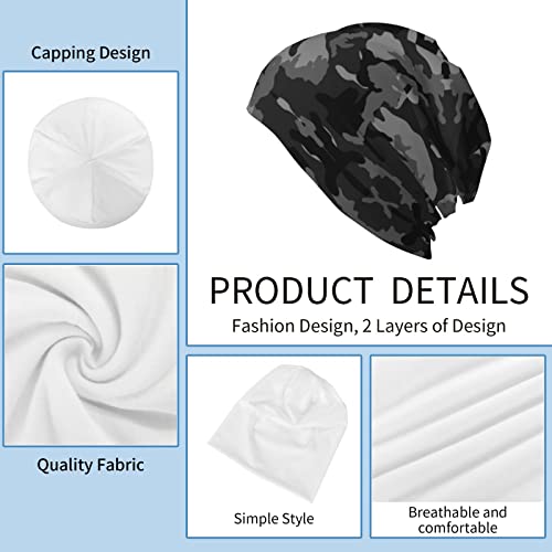 Beanie Hat For Men Slouchy Winter Warm Black Hats Men Thin Knit Beanies Cap Ski Hats Fit Daily Sport Outdoor Camping Hiking Soft Stretchy Oversize Baggy Cap Headwear Gift For Men Camo Grey Green #TOP4