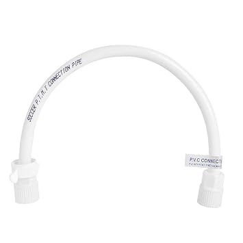 SOCCER Plastic Non-BRAIDED Connection Pipe (18-inches,white) pack of 1 / PTMT nuts and PVC pipe /Flexible/ heavy duty/ Hot and Cold water/ Geyser Pipe/ kitchen accessories/ bathroom Accessories