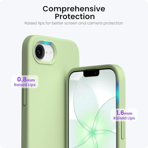 Image of DIZORO Compatible with iPhone 17e / iPhone 16e Case 6.1 inch Liquid Silicone 3 Layers Full Covered Soft Gel Rubber Phone Case,Shockproof Protective Cover with Anti-Scratch Microfiber Lining-Matcha Green