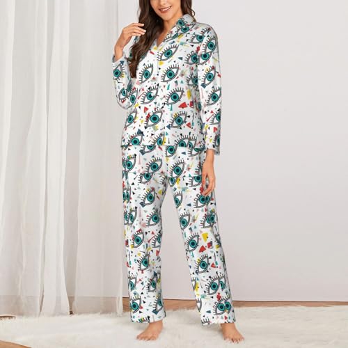 Pyjama à manches longues pour femmes avec pantalon à taille élastique