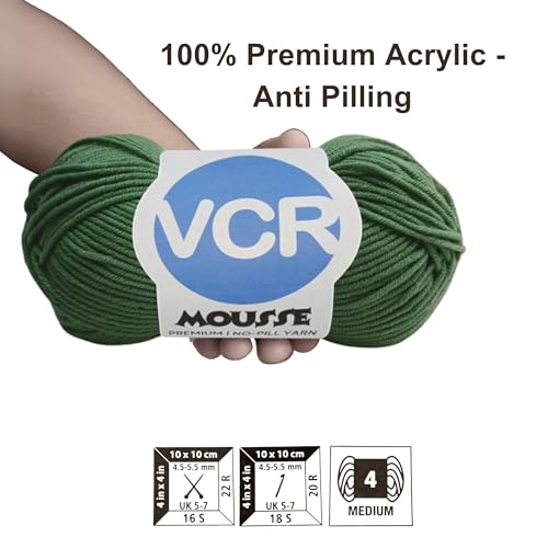 Image of VCR 4ply Bottle Green Yarn, 100 Grams Hank, 190 Meters Length, Acrylic Ball for Crochet and Knitting, Soft Crosia Threads, Pack of 1 Yarn, Suitable for DIY Crafts