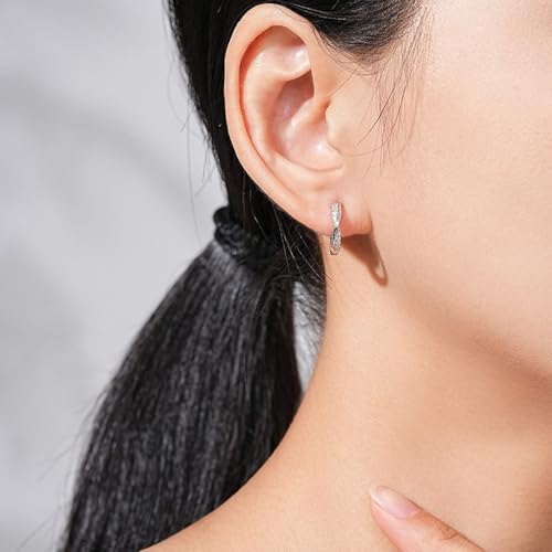Boucle d'oreille argent 925 haut de gamme et créoles serties de brillants oxydes de zirconium - 2