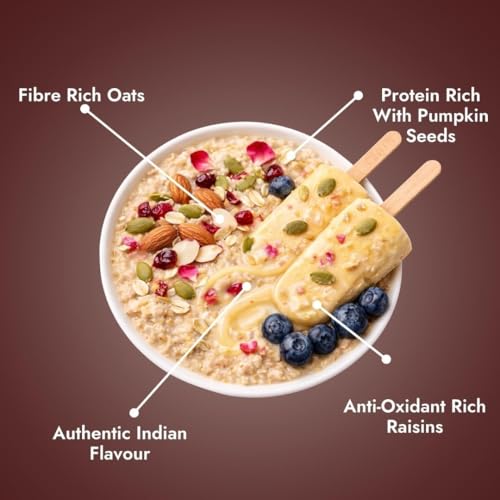 Image of Yolo Roots 26g High Protein Super Oats 1 Kg Real Rabdi Kulfi Flavour with Plant-Based Protein & Organic Jaggery No Refined Sugar High Fibre Breakfast Oats with Seeds & Raisins (Protein Super Oats)