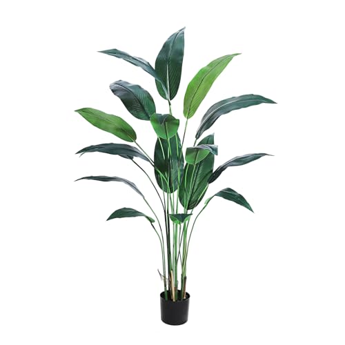 Artificial Bird of Paradise Plant 6FT(72in) Fake Palm Tree for Indoor Outdoor Modern Decor Faux Plants for Home Office Perfect Housewarming Gift with 17 Trunks Faux Leaves