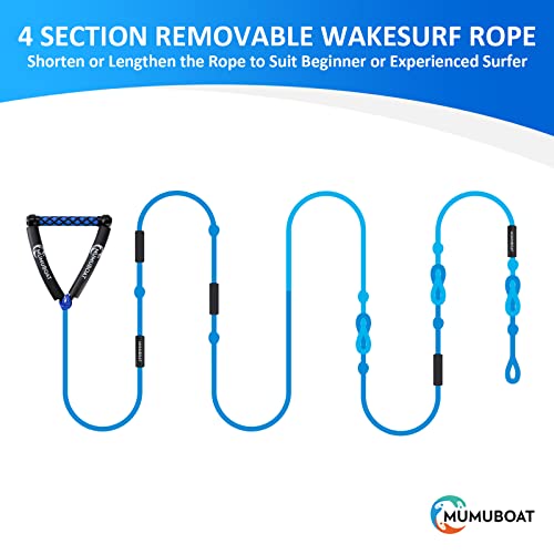 Mumuboat Wakesurf Rope With Handle, 25Ft Adjustable Wake Surf Rope Floating Watersport Ropes For Wake Surfing (Blue & White) #TOP4