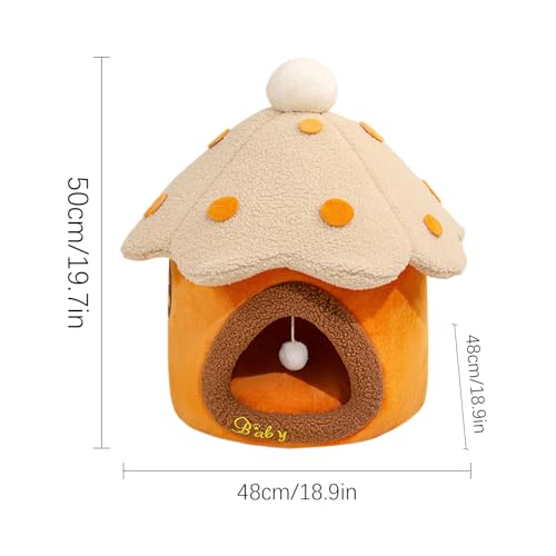 Niche pour chat avec coussin lavable en forme de champignon rigolo - 6