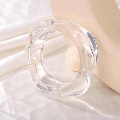 Image of JWICOS Resin Bangle Bracelet for Women Acrylic Cute Chunky Bracelet for Women Exaggerated Irregular Acrylic Resin Wristband Bracelet Bangle