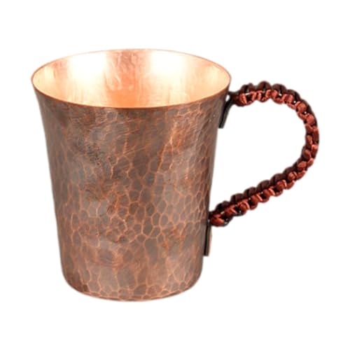 Taza de café de cobre puro con diseño artístico vintage en bronce estilo E 3