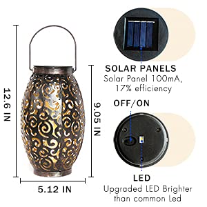 2 lanterne solari da esterni, da appendere, per