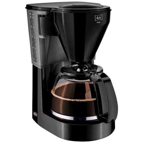 Melitta Easy II 1023-02 - Cafetera de goteo con jarra de vidrio y portafiltros aptos para lavavajillas, cafetera de filtro antigoteo, máquina de café para hasta 10 tazas, 1,25 L, negro