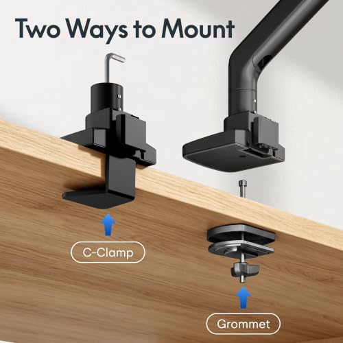 Image of FlexiSpot Single Monitor Arm, Premium Aluminum Monitor Desk Mount Fits Screen up to 39 Inches, Fully Adjustable Monitor Stand with C-Clamp & Grommet Base, Holds 6.61 to 26.46 lbs, Black