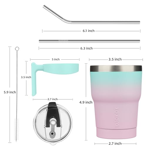 Image of BJPKPK 10 oz Mini Tumbler with Lid, Straw & Handle, Insulated Steel Cup