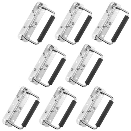 CHEUKYIU Lot de 8 Poignées de Caisse Pliantes, Poignée Pliante à Ressort Avec Caoutchouc, Pour Boîtes de Rangement de Remplacement de Boîte à Outils, 140 x 40 mm