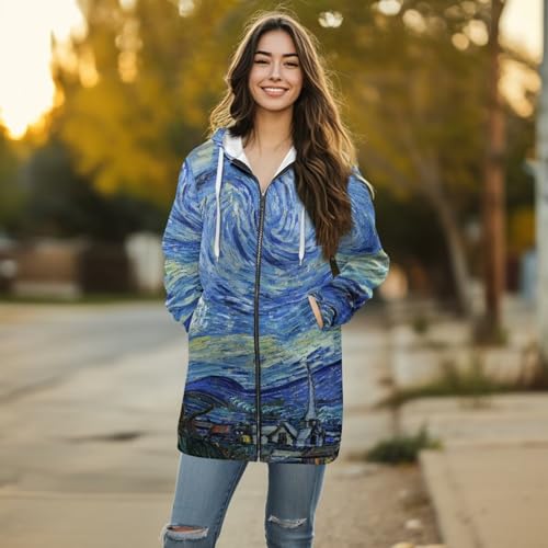 Women's Hooded Cardigan Sweaters Zipper Long Coatigan Jackets with Pockets Mid-Length Hooded Sweatshirt3