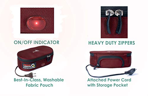 Image of Ecoline Fabric Power Lunch Q2, Electric Lunch Box,Capacity 800ml,(2 Containers 400ml) Maroon