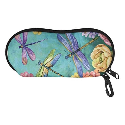 SEANATIVE Eyeglasses Case with Carabiner,Ultra Light Portable Neoprene Zipper Sunglasses Soft Case Colorful Butterfly Design Cover