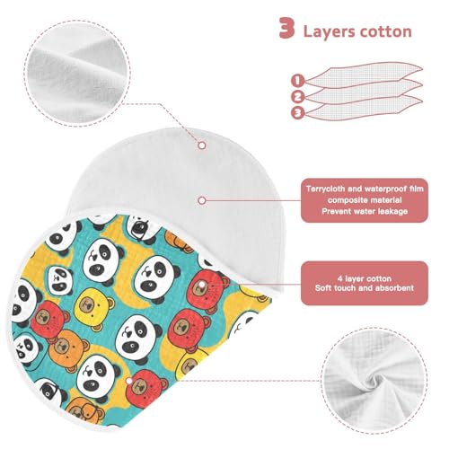 2 Pack Muslin Burp Cloths Panda Cute Cotton Baby Burp Cloths Absorbent Burping Cloth Soft Spit Up Rags for Newborn Babies Boys Girls, Large 22" x 11"3