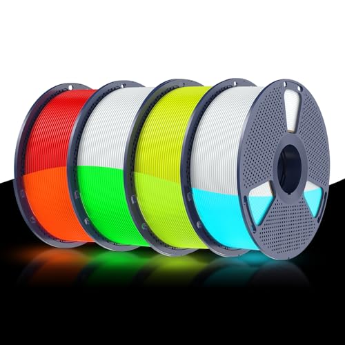 SUNLU Glow in Dark PLA Bundle, Neatly Wound Luminous PLA 3D Printer Filament 1.75mm, Dimensional Accuracy +/- 0.02mm, 4kg in Total, 1kg per Spool, 4 Pack. (Glowing Blue/Green/Red/Yellow)