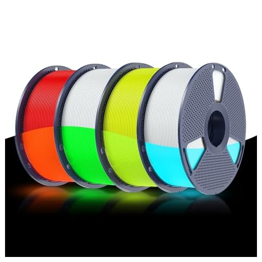 SUNLU Glow in Dark PLA Bundle, Neatly Wound Luminous PLA 3D Printer Filament 1.75mm, Dimensional Accuracy +/- 0.02mm, 4kg in Total, 1kg per Spool, 4 Pack. (Glowing Blue/Green/Red/Yellow)