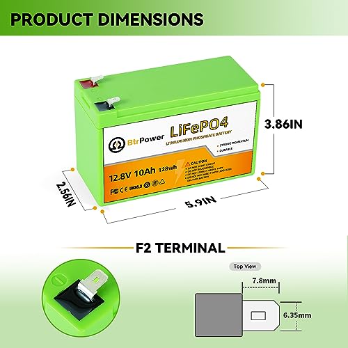 Image of 12V 10Ah LiFePO4 Battery,3000+ Deep Cycles Lithium Batteries,Built-in 10A BMS,Perfect for Cyberpower UPS,Fishfinder,Lighting,Power Wheels,Lighting,Lawn Mower