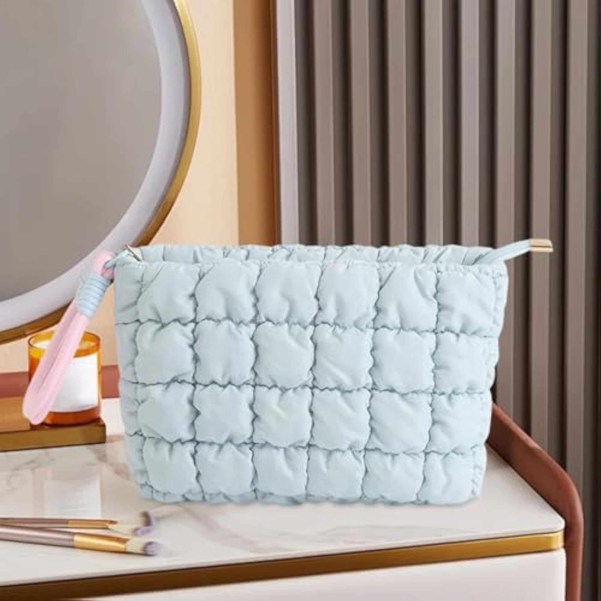 Travel Makeup Bag with Carry Handle for Lipstick