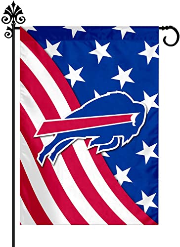 ZYJTEK Football Sport Fans Double Two Sided House Flag 12 X 18 InchWelcome Decorations Garden Flag Yard Outdoor Flags Decor (Blue Stripe Design)