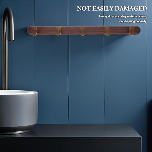 Perchero de pared vintage de madera noble con herrajes de zinc 7