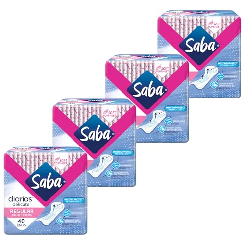 Image of SABA Diarios Regular Delicate Pantiliners, Unscented, Breathable & Comfortable for Everyday Freshness, 4-Pack of 40 Pads (160 Count)