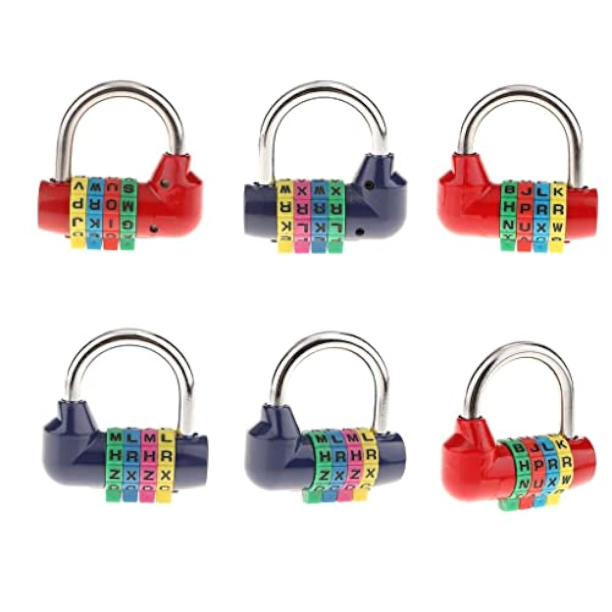 6pcs 4 Digit Dial Combination Padlock Set