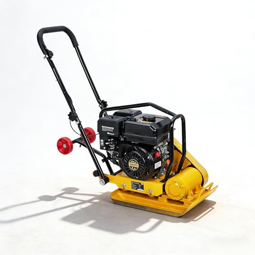 7HP Plate Compactor 212CC Gas Engine 4200lbs Power Jumping Jack Tamper 22.1x15.9 in Plate Compaction Force Rammer Jumping Jack Tamper 5600 VPM Pavement Compactor for Asphalts Walkway