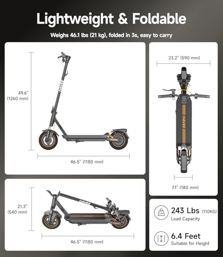 NAVEE GT3 Electric-Scooter-Adults, e Scooter, Fast 19.9 Mph, 700w 500w Motor with Suspension, Long Range 30 Miles, 10 inch Tires All Terrain, Foldable for Commuter Men Adult Teens Students Heavy Duty - image 9