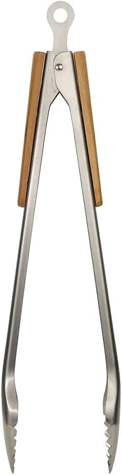 Grilling Tong Stainless Steel Wood Handle Kitchen Cooking Barbecue Non-Stick Salad Food Clip Accessories