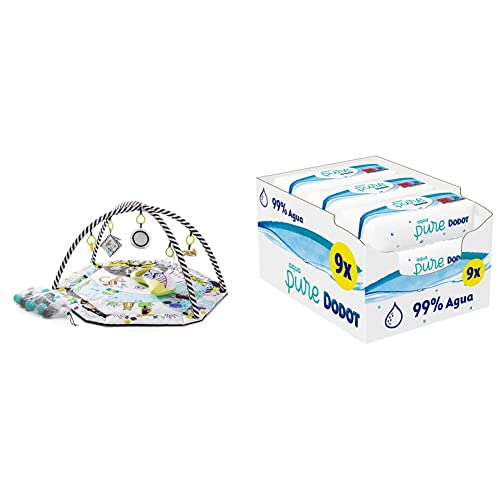 kk KinderKraft Educational Playmat SMARTPLAY - Baby, Unisex Infantil, Multicolor, 1 Unidad (Paquete de 1) & Dodot Toallitas Aqua Pure para Bebé, 99% Agua, 432 Unidades, (Paquete de 9 x48)