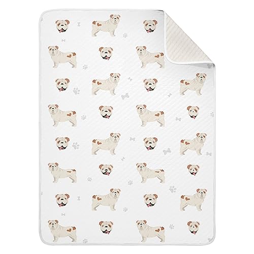 Image of Swaddle Blanket English Bulldog Cotton for Infants - Lightweight Soft Swaddling for Crib, Stroller, Nursery - 30x40In