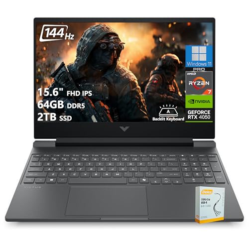 HP Victus �Q�[�~���O�m�[�g�p�\�R�� | 15.6�C���` FHD IPS 144Hz �A���`�O���A | AMD 6-Core Ryzen 7 7445HS | 64GB DDR5 2TB SSD | NVIDIA GeForce RTX 4050 