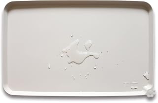 Hoki Found Silicone Pet Food Mat - Waterproof High-Lip Dog Cat Bowl Tray, Non-Slip, Dishwasher Safe - Cream Brown