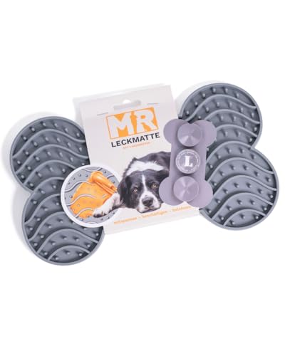 Martin Rütter – Leckmatte Hund in Knochenform mit Saugnäpfen Grau L – Hundespielzeug aus Silikon BPA-frei – Schleckmatte für mentale Auslastung & Beschäftigung – Spülmaschinen- & Gefrierschrankfest