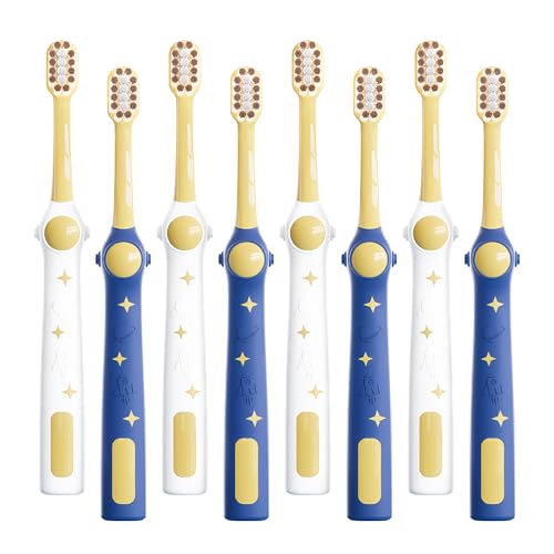 Image of EASICUTI Extra Soft Toddler Toothbrushes 8 Pack, Space Style Kids Toothbrushes for Ages 2-12 Years, Baby Toothbrush 12 Months and up, Childrens Toothbrush Help Remove Plaque and Stains-Blue, White