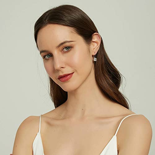 Berricle Sterling Silver Solitaire 6 Carat Cushion Cut Cubic Zirconia Cz Leverback Anniversary Dangle Drop Earrings For Women, Rhodium Plated #TOP4
