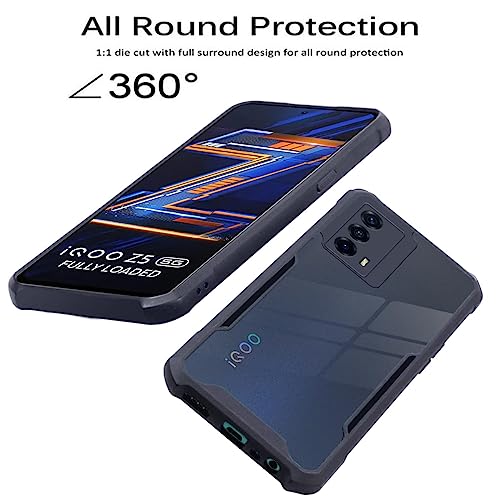 Image of Jkobi Back Cover Case for vivo iQOO Z5 5G (Shockproof with Polycarbonate Clear Panel | Professional Black)