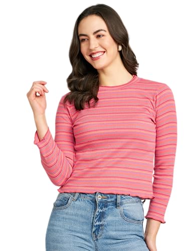 Image of Modeve Women Horizontal Stripes Striped Long Sleeves Top for Summer||Winterwear||