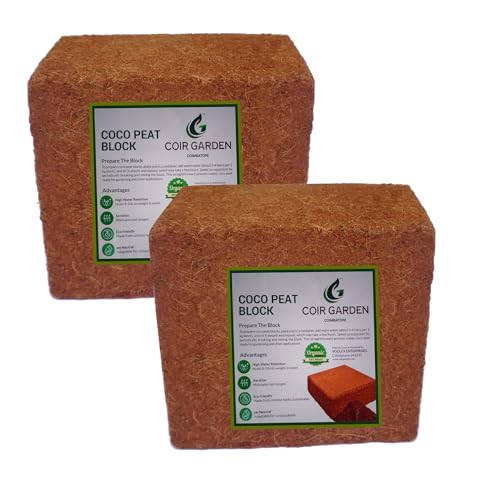 Image of COIR GARDEN - Cocopeat Block 1 KG (Pack of 2) - Expands Upto 10 kg - Soil Manure Potting Mixture for Terrace and Kitchen Gardening