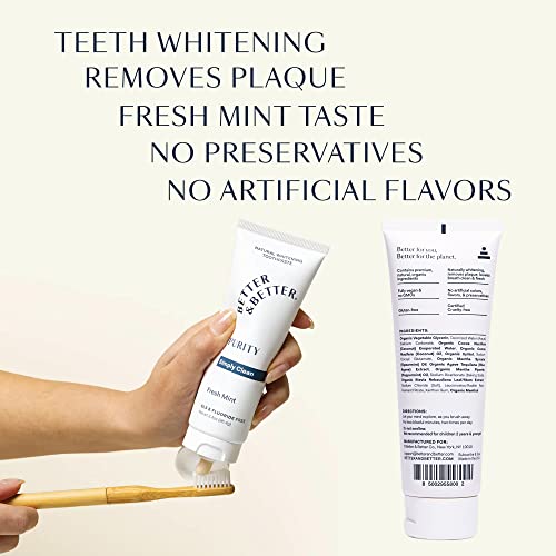Better & Better Purity Toothpaste | Fluoride Free, Sls Free Toothpaste For Sensitive Brushers | 1 Ct | Fresh Breath With Organic Mints | Natural, Vegan, Whitening Toothpaste To Remove Plaque #TOP2