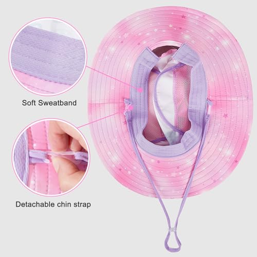 Image of Kids Sun Hat for Toddler Girls Unicorn Bucket Hats UV Protection Summer Hat for Kids Wide Brim Fishing Hat 2-8 Years