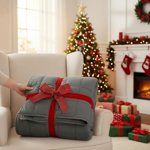 Image of Weighted Blanket for Adults (20 lbs, 60 inch x 80 inch) Queen Size Heavy Blanket, Breathable Cotton with Natural Glass Beads, Machine Washable