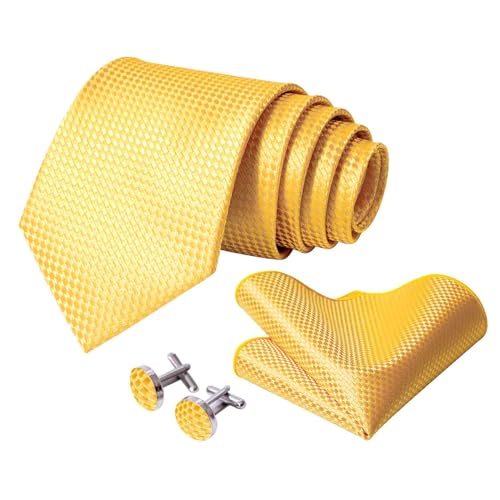 Image of 5PCS Mens Silk Tie, Pocket Square, Cufflinks, Drilled Tie Ring and Lapel Pin Set for Wedding Groom Party