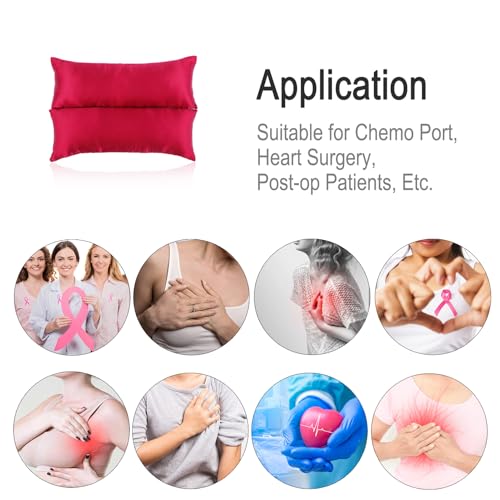 Image of Silky Satin Port Pillow Heart Surgery Pillows for Chemo Port After Open Heart Surgery Recovery Gifts Bypass Pacemaker Must Haves Protector Smooth Cooling Cushion Burgundy