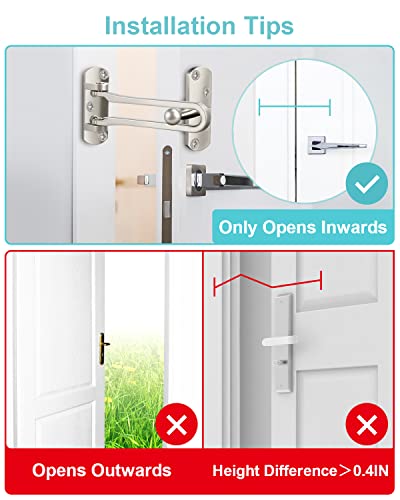Swing Bar Door Lock Latch - Door Security Sliding Bars For Home Hotel Child Proof Safety Locks Reinforcement, Door Lock Latch For Home Security - Swing Bar Door Guard For Front And Inside Door #TOP6