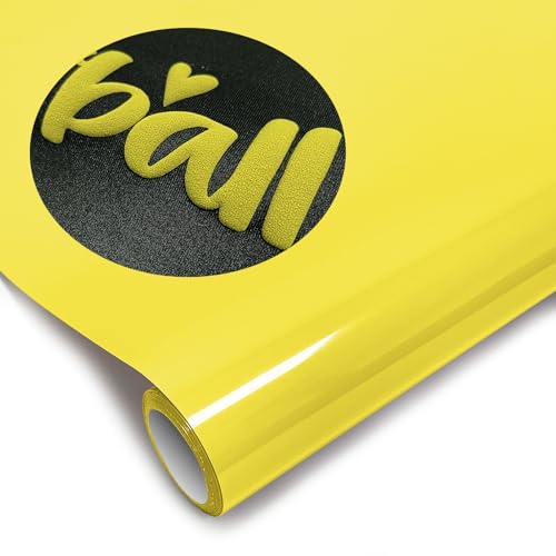 Image of Yellow Puff Vinyl Heat Transfer - 12 inch x 5ft 3D Puff HTV Vinyl, Puffy Iron-On for Fabrics, Perfect for T-Shirts, Bags, Pillows, Compatible with Cricut & Cameo